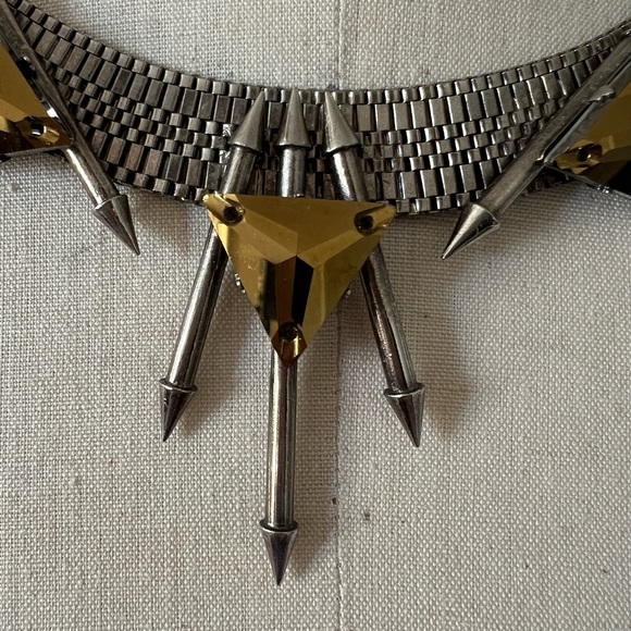 Fenton Fallon Silver Chain Link Barb Necklace Gold Faceted  Accents - Picture 6 of 7